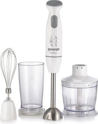 Блендер Gorenje заглибний, 800Вт, 4в1, чаша-500мл, подрібнювач, білий (HBC804QW) 343278 фото