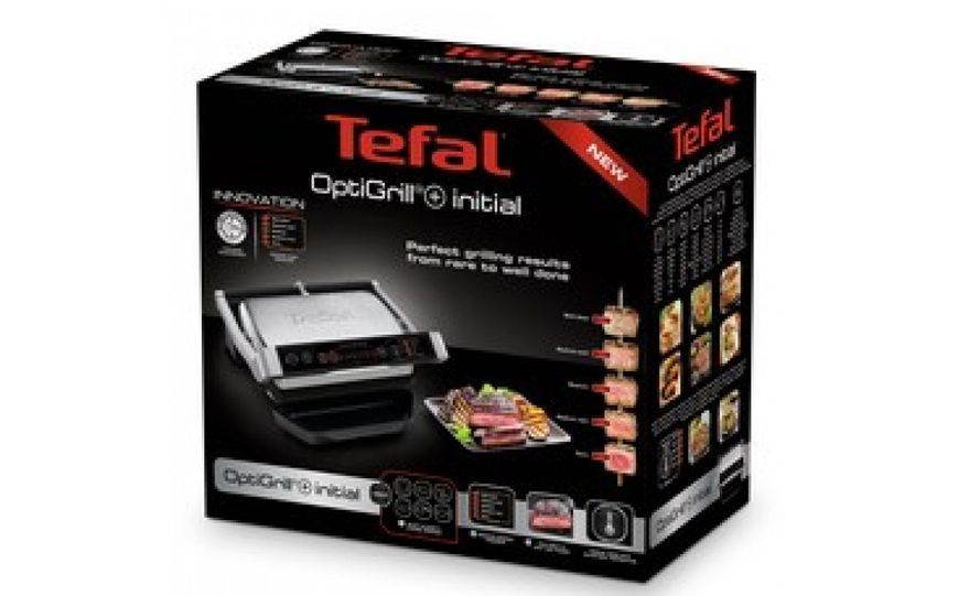 Гриль Tefal притискний OptiGrill+ Initial, 2000Вт, темп. режимів-5, знімні пластини, метал (GC706D34) 308347 фото