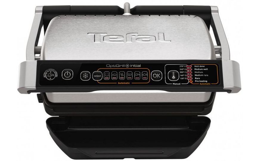 Гриль Tefal притискний OptiGrill+ Initial, 2000Вт, темп. режимів-5, знімні пластини, метал (GC706D34) 308347 фото