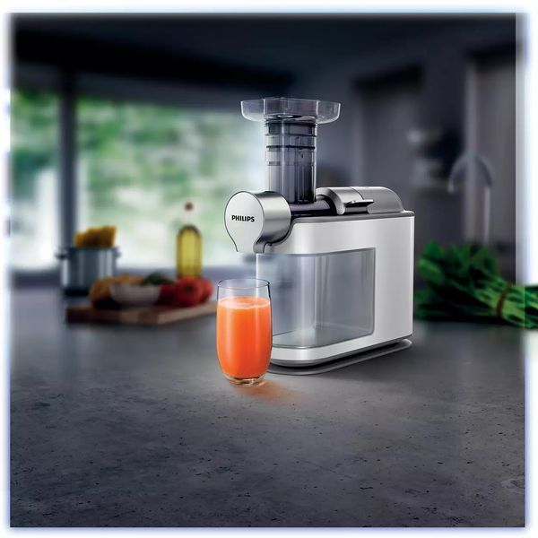 Соковижималка Philips Avance Collection шнекова, 200Вт, чаша-1л, жмих-1л, пластик, білий (HR1945/80) 348908 фото