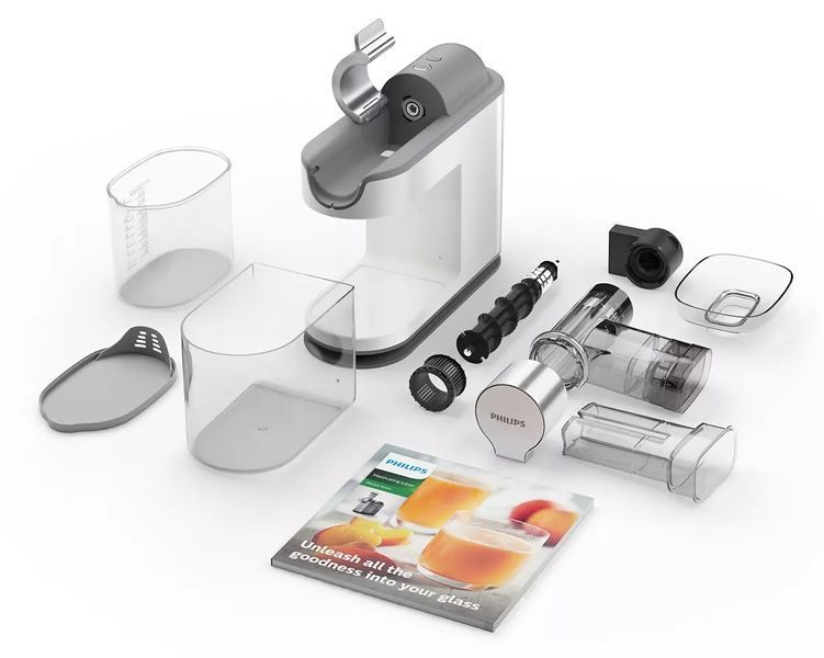 Соковижималка Philips Avance Collection шнекова, 200Вт, чаша-1л, жмих-1л, пластик, білий (HR1945/80) 348908 фото