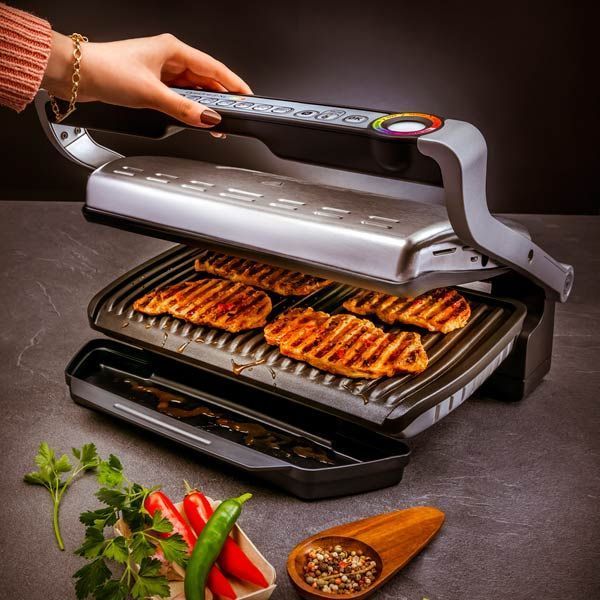 Гриль Tefal прижимний OptiGrill + XL, 2000Вт, темп. режимів-9, з`ємні пластини, метал (GC724D12) 326211 фото