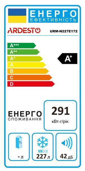 Морозильна камера ARDESTO, 172.2x59.5х63.2, 261л, А+, NF, режим холодильника, білий (URM-N227E172) 334242 фото