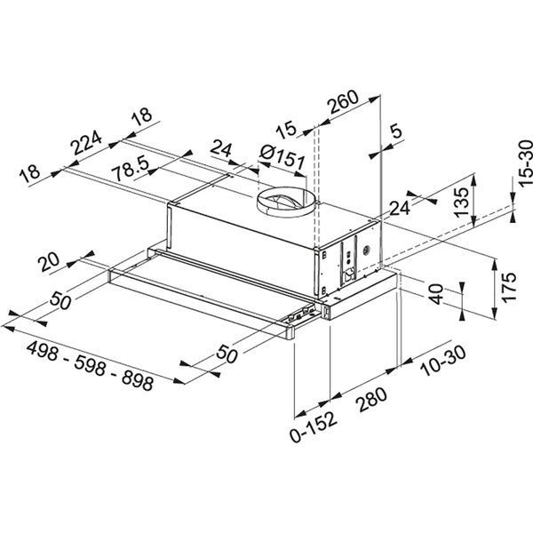 Витяжка Franke телескопічна Flexa, 50см, 518м3ч, FTC532LWH, білий (315.0547.795) 320348 фото