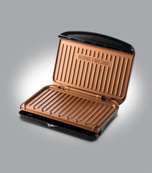 Гриль George Foreman притискний Fit Grill Copper Medium, 1630Вт, темп. режимів-1, пластик, чорний (25811-56) 360509 фото