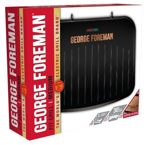 Гриль George Foreman притискний Fit Grill Copper Medium, 1630Вт, темп. режимів-1, пластик, чорний (25811-56) 360509 фото