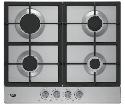 Варильна поверхня Beko газова, 60см, чавун, нерж (HIAG64225SX) 295511 фото