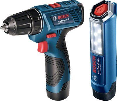 Шурупокрут-дриль акумуляторний Bosch GSR 120 LI+ ліхтарик GLI 12V-300, 12В 2х2Аг, 14/30 Нм, 400/1500об/хв, ЗП, кейс, 0.89 кг, (0.601.9G8.004) 336328 фото