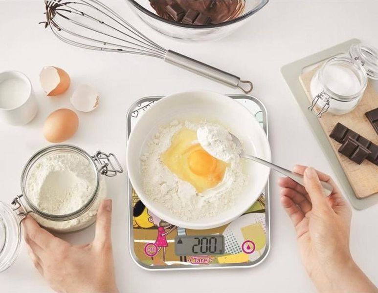 Ваги Tefal кухонні OPTISS DECOR, 5кг, 2хААА в комплекті, скло, різнокольоровий (BC5125V1) 374028 фото