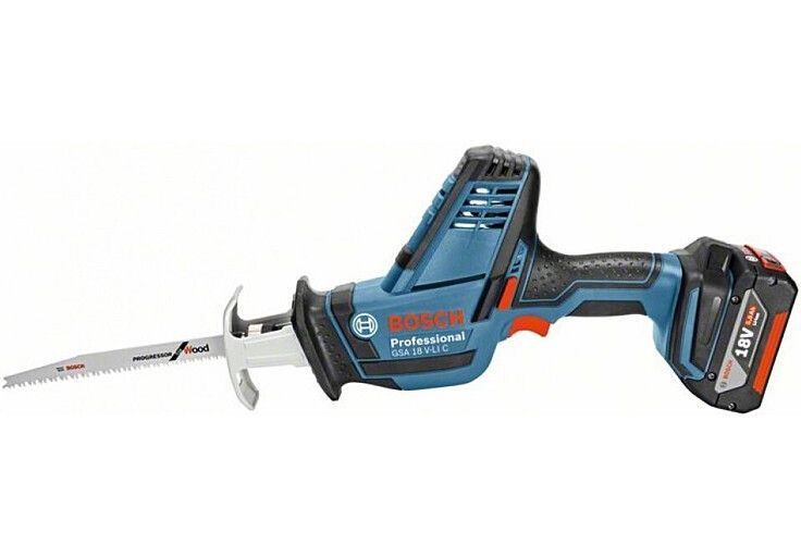 Пила шабельна акумуляторна Bosch GSA 18V-LI, 18В, Акб 4Aг, пропил 200мм, хід 21мм, 2.3кг (0.615.990.M3Y) 360262 фото