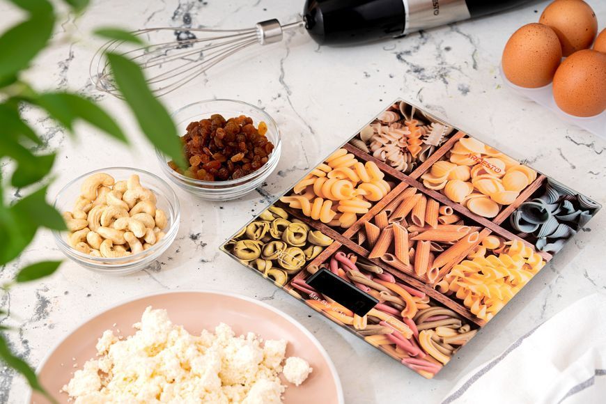 Ваги Ardesto кухонні PASTA, 5кг, 2хААА в комплекті, скло, багатокольоровий (SCK-893PASTA) 326247 фото