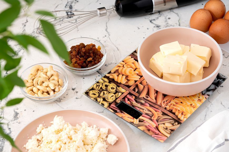 Ваги Ardesto кухонні PASTA, 5кг, 2хААА в комплекті, скло, багатокольоровий (SCK-893PASTA) 326247 фото