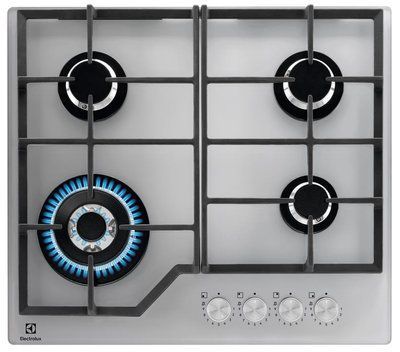Варильна поверхня Electrolux газова на склі, 60см, чавун, сріблястий (KGG64362S) 378387 фото