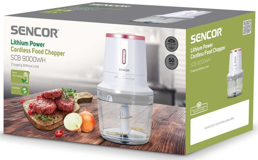 Подрібнювач Sencor Accu technology, 200Вт, чаша-500мл, скло, безпровідний, USB-C, білий (SCB9000WH) 381767 фото