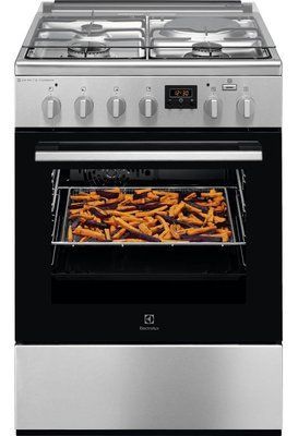 Плита Electrolux комбінована 3 газ + 1 електро, 58л, 60x60см, дисплей, конвекція, пара, нерж (LKM660200X) 379107 фото