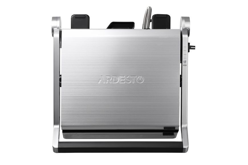 Гриль Ardesto прижимний GK-STC20, 2000Вт, темп. режимів-6, з`ємні пластини, розкриття на 180&deg;, сріблястий (GK-STC20) 344446 фото