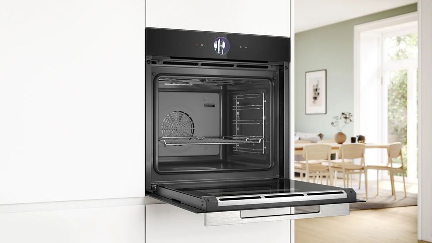 Духова шафа Bosch електрична, 71л, A+, дисплей, конвекція, пара, чорний (HSG7361B1) 378940 фото