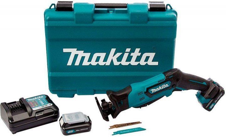 Пилка шабельна акумуляторна Makita JR103DWAX6, CXT 10.8В, Акб 2х2Аг, пропил 50мм, хід 13мм, термо-конт, сумка, адаптер USB, 1.3кг. (JR103DWAX6) 360250 фото